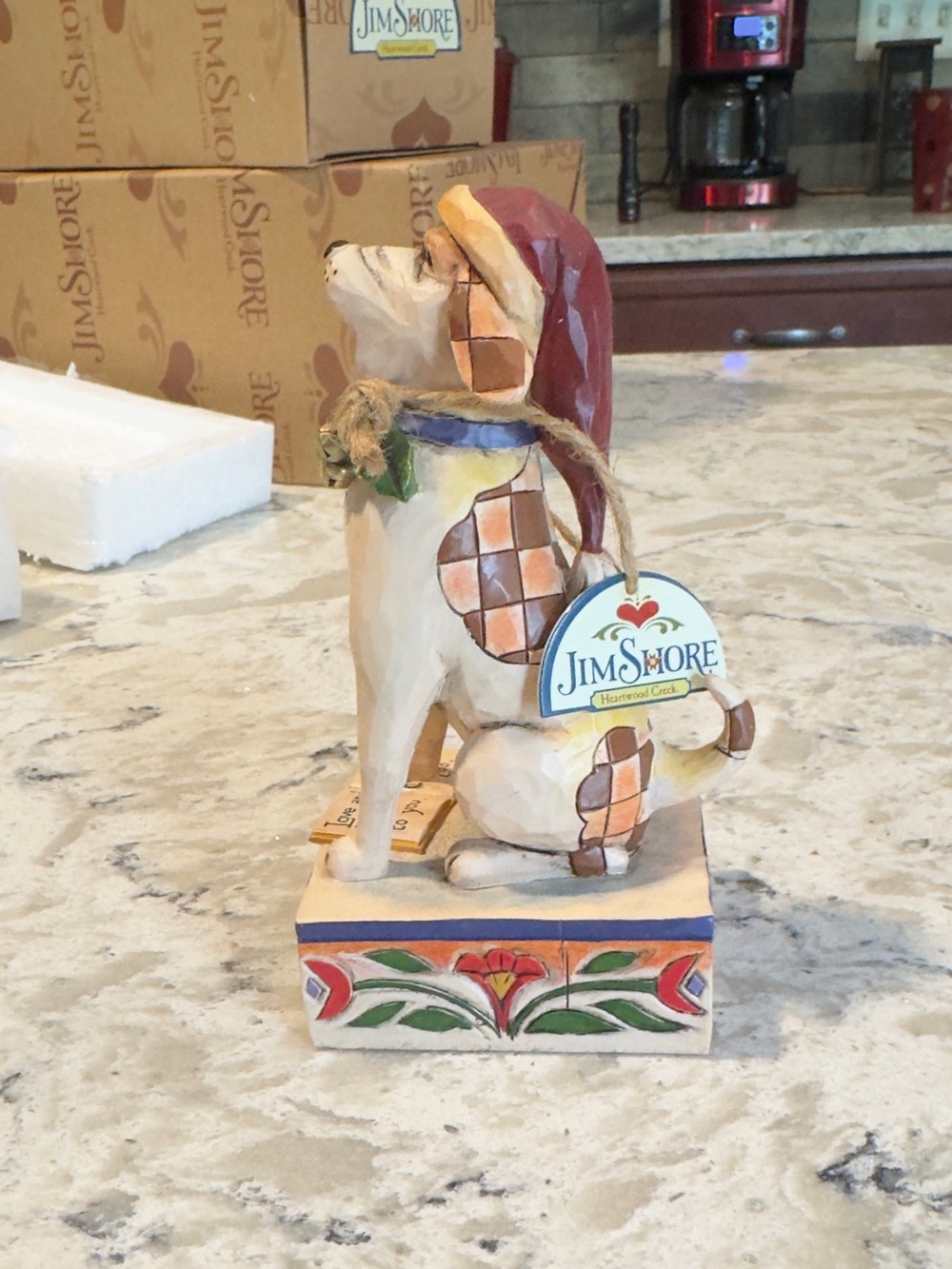 Jim Shore cream and brown decorative block base